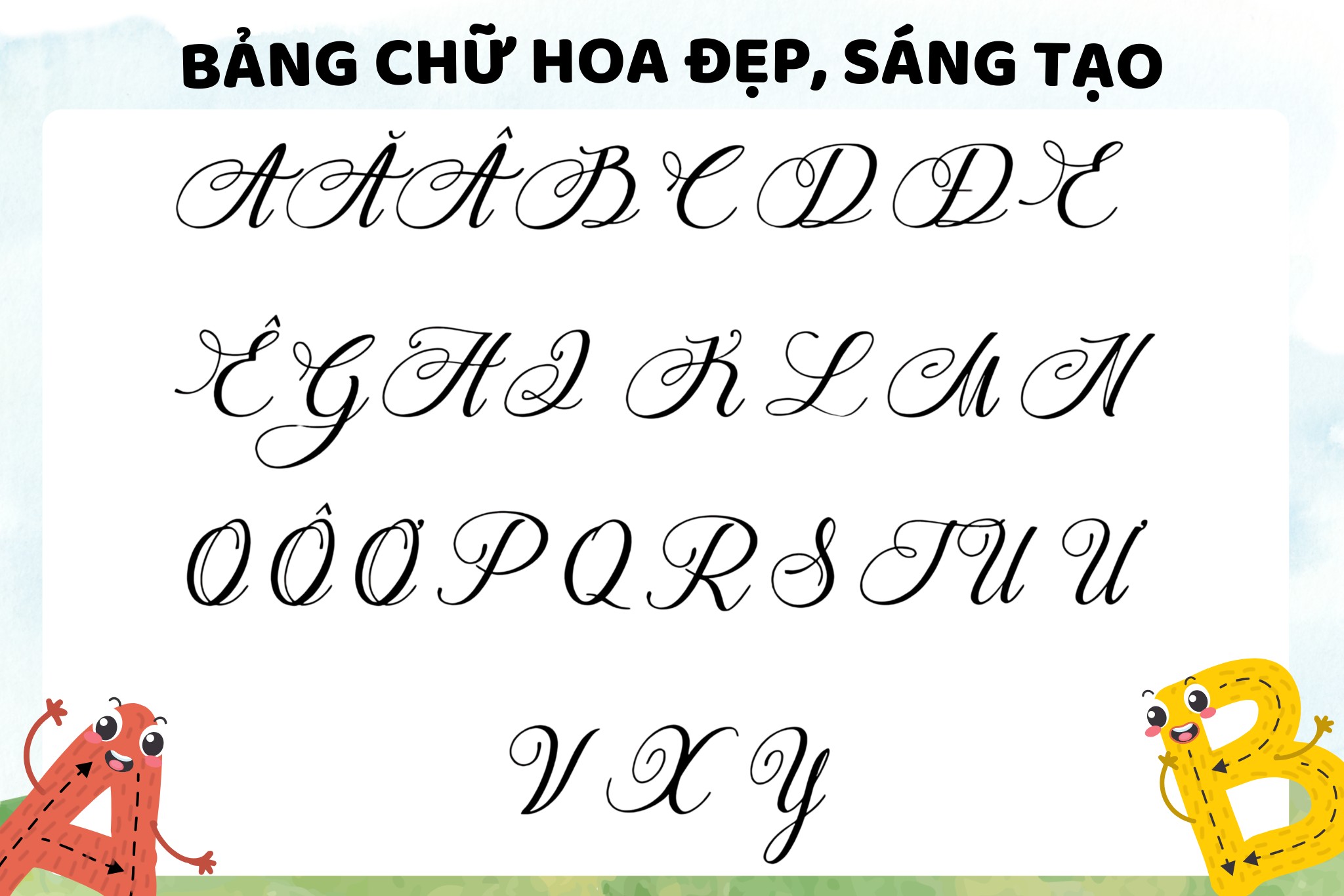 Bảng chữ hoa đẹp, sáng tạo